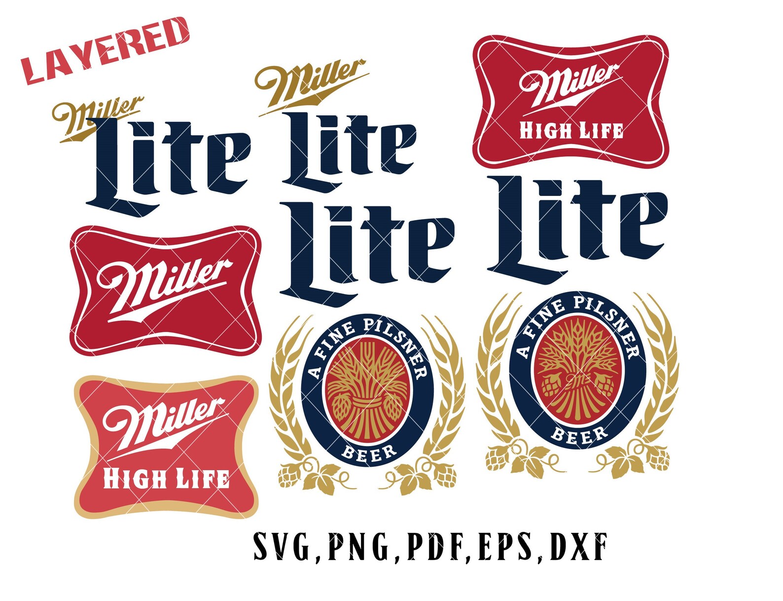 Miller Lite Beer High Life Logo Bundle Svg PNG Eps Cut File Etsy
