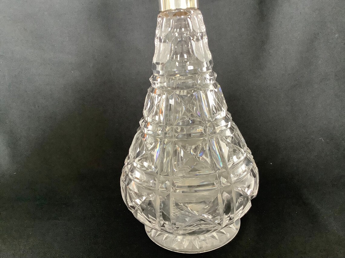 Vintage pair of silver topped crystal decanters Sheffield 1925 Etsy