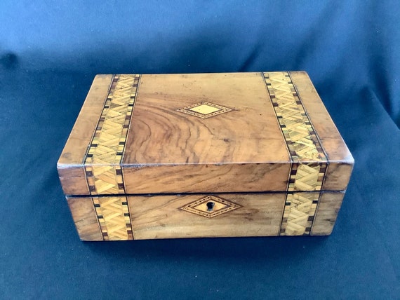 Vintage Victorian Walnut tunbridge ware banded jew