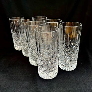Ensemble raffiné de 7 verres à long drink en cristal Stuart