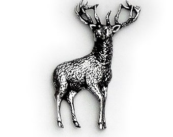 Roe Antler on a 3 7.5cm Kilt Pin Scarf Brooch with English Pewter Emblem or Stunning stick pin with end connector refa56