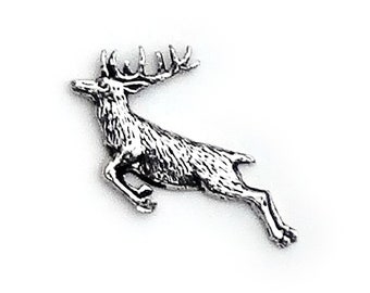 Roe Antler on a 3 7.5cm Kilt Pin Scarf Brooch with English Pewter Emblem or Stunning stick pin with end connector refa56