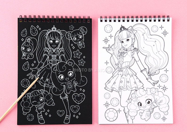 Teenieping Scratches & Coloring Book Set 10 Pages - Etsy