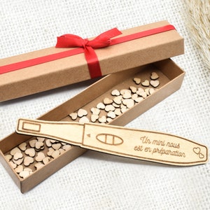 Test de grossesse en bois annonce de naissance personnalisable et son écrin cadeau, tu vas être papa, mamie, idée cadeau femme enceinte
