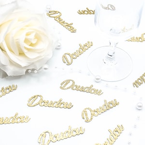 Lot de 25 confettis personnalisés texte, prénom, âge, décoration d'anniversaire, mariage