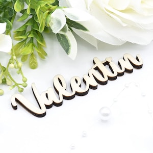 Personalisiertes hölzernes Ortszeichen mit Vornamen, Tischdekoration für Landhochzeit, Geburtstag