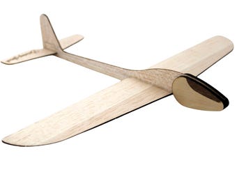 Personalisierbarer Segelflieger Bausatz – Holzflugzeug mit Gravur, ideales Geschenk für Bastelfans