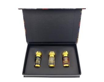 Set de aceites perfumados Attar de ámbar, sándalo y vetiver