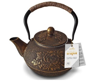 Japanese Style Cast Iron 1200ml Tetsubin Kettle Cast Iron Teapot With Enamel Coating