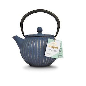 500ML Chinese Blue & Gold Cast Iron Teapot / Teakettle (2.5 cups)