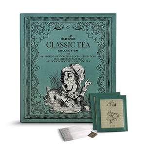 Mad Hatter Tea Book Gift Set - 64 Individually Wrapped Teabags in Envelopes - Alice and Wonderland Theme