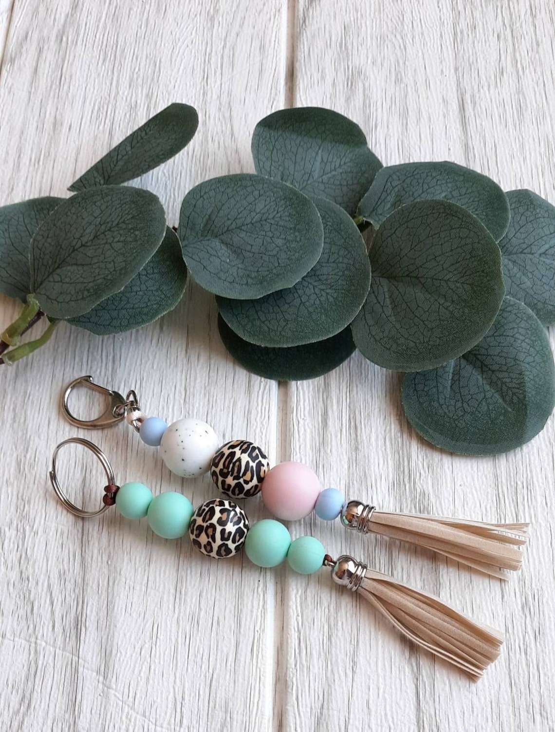 Stylish keychains made of silicone beads. Etsy