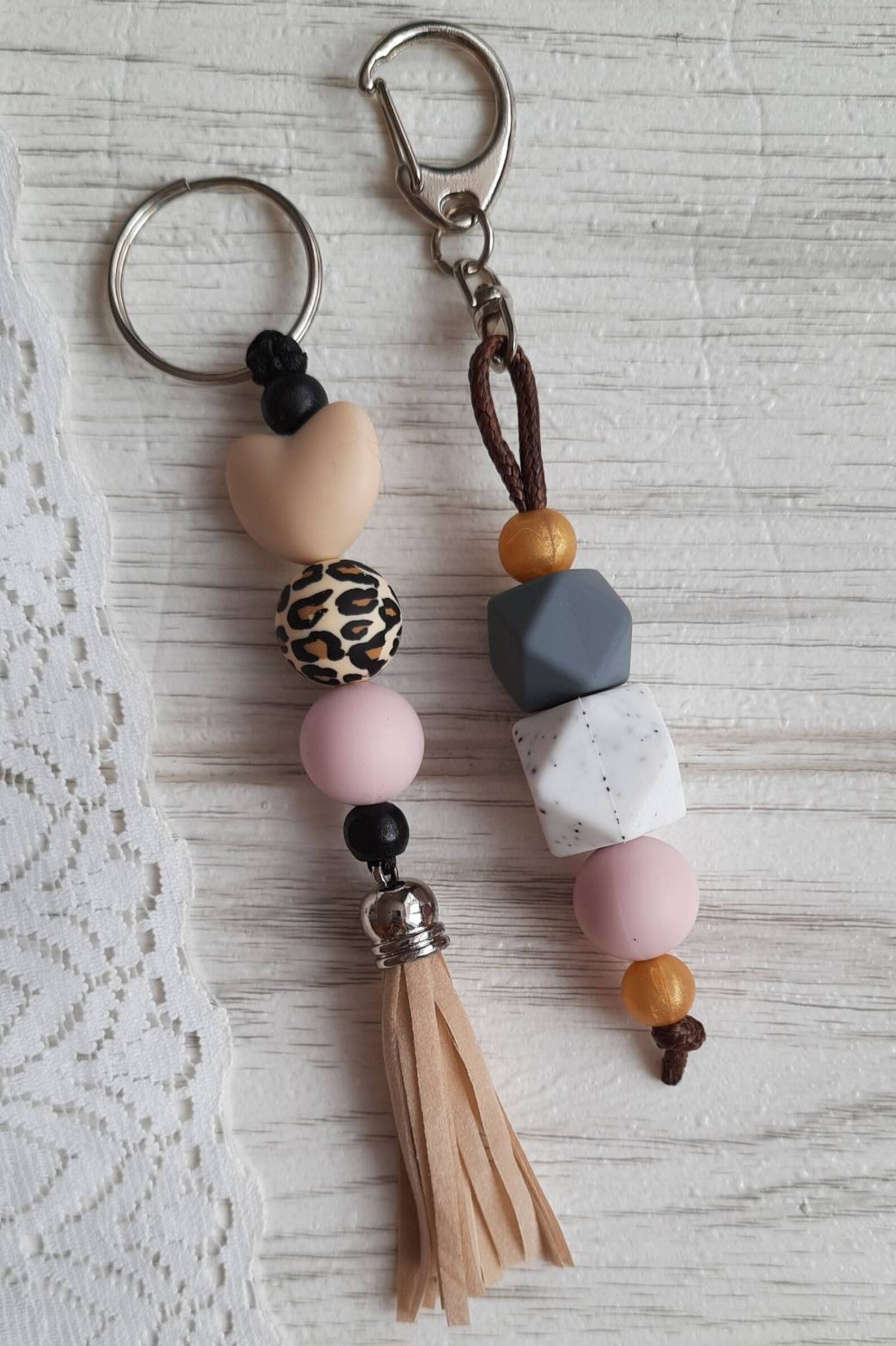 Stylish keychains made of silicone beads. Etsy