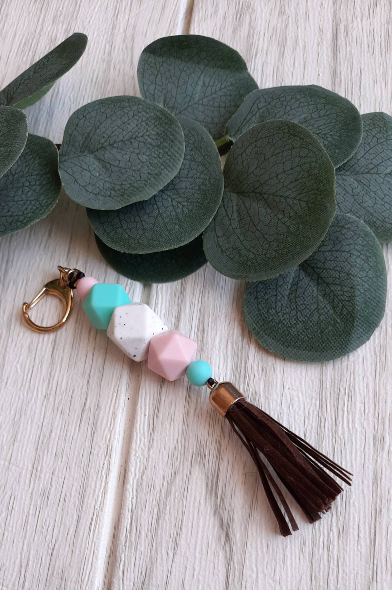 Stylish keychains made of silicone beads. Etsy