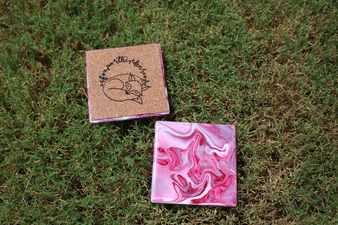 Paint Pour Art Coasters Custom Painted Coasters Paint Pour Ceramic