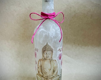 Buddha light up bottle, spiritual gift, night lamp, decoupage gifts