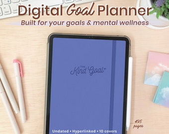 Digital Goal Planner in Ocean Breeze Theme | Undated Goal-Setting & Wellness Planner | Portrait iPad Planner by The Kind Goal™