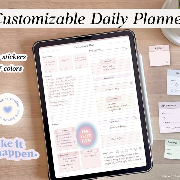 Customizable Daily Planner by The Kind Goal | Digital Planner for GoodNotes & Notability on iPads