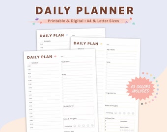 Digital & Printable Daily Planner | A4 and US Letter | Daily Schedule and To-Do List by The Kind Goal™