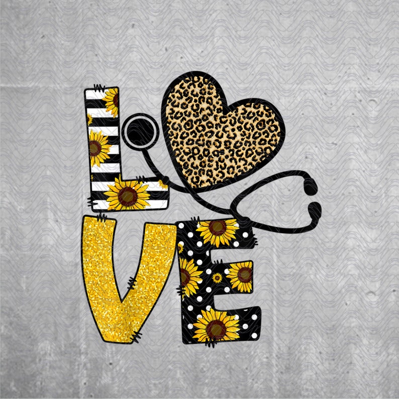 Love Nurse Sunflower Leopard Heart Nurse Gifts PNG SVG ...