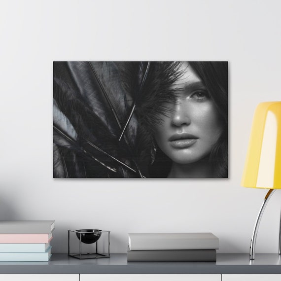 Wall Art Girl. Black Wall Art Print Canvas. Wall Art Decor Etsy