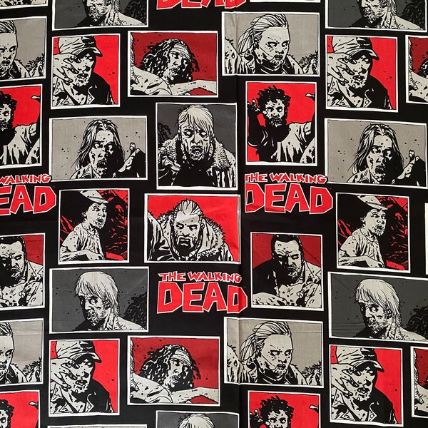 The Walking Dead TWD Halloween Zombies 1 Yard by 43 Inches Large Picture Panels Home Decor Quilting Mask Woven Fabric