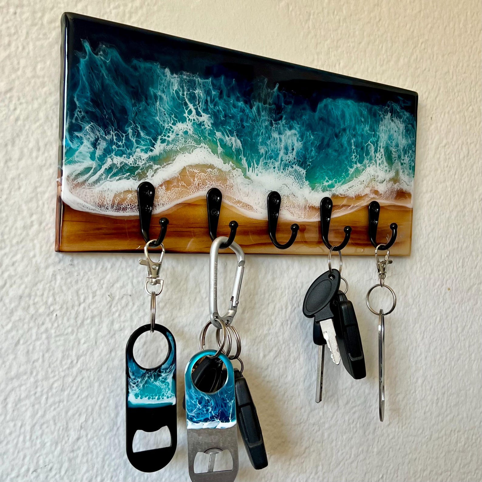 Windy Keychain Rack Beach House, Medium Size Ocean Key Rack/leash Holder, Beachy Key Rack ...