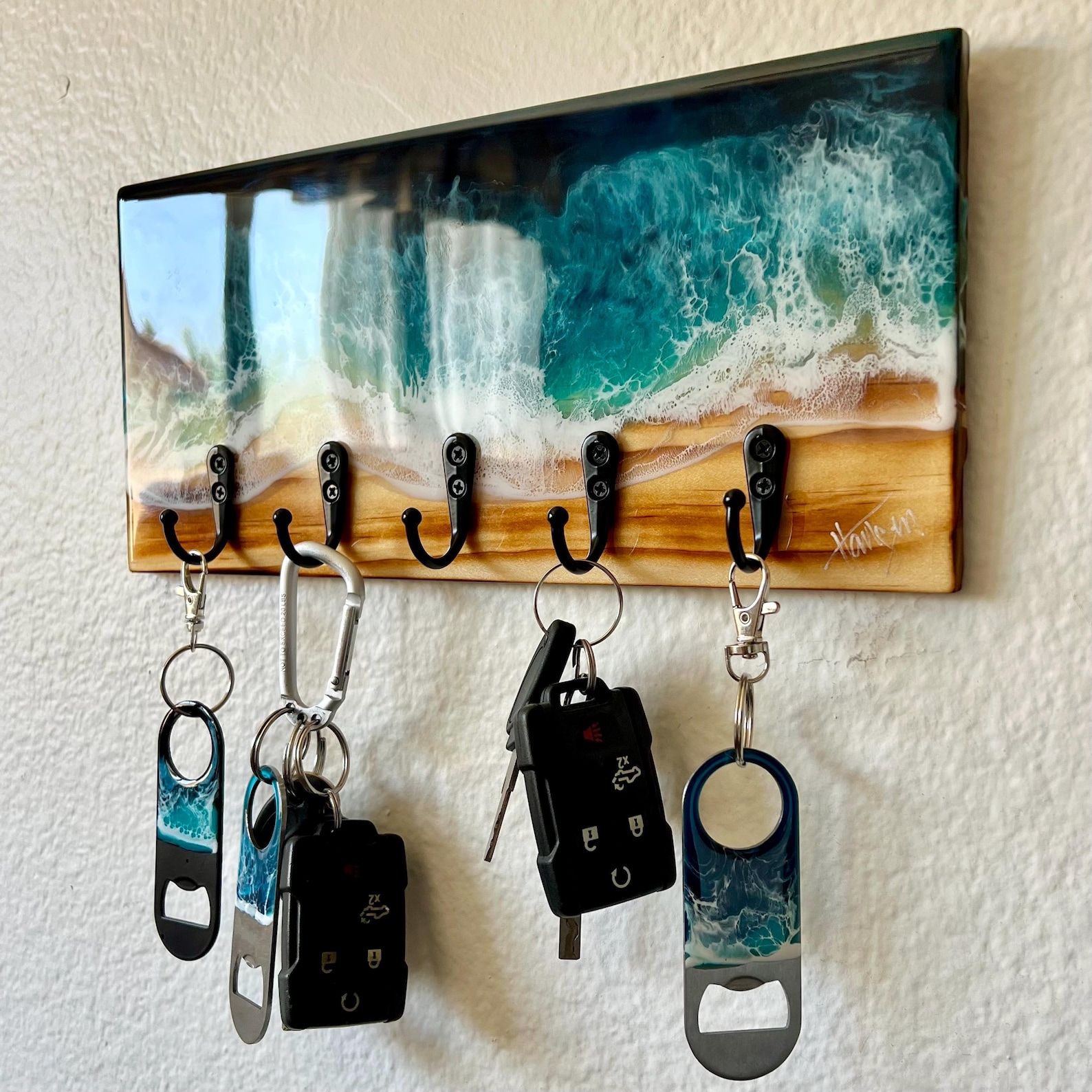 Beach Key Rack Beach House, Medium Size Ocean Key Rack/leash Holder, Beachy Key Rack ...