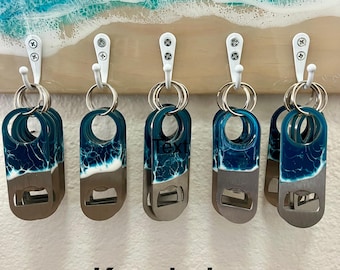 Epoxy Resin Beach Bottle Opener Keychain: Stainless Steel Houseware