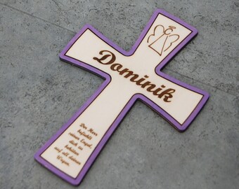 Personalisiertes Taufkreuz, Andenken zur Taufe, Personalisiertes Geschenk zur Taufe, Kreuz aus Holz, Holzgeschenk, Firmgeschenk, Handmade