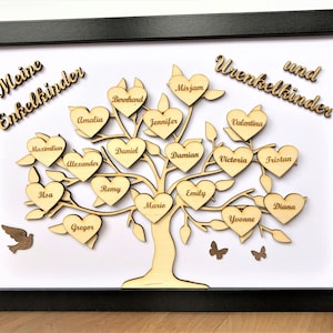 Personalized wooden family tree, family tree, tree with hearts, family tree, unique gift, gift for your loved ones