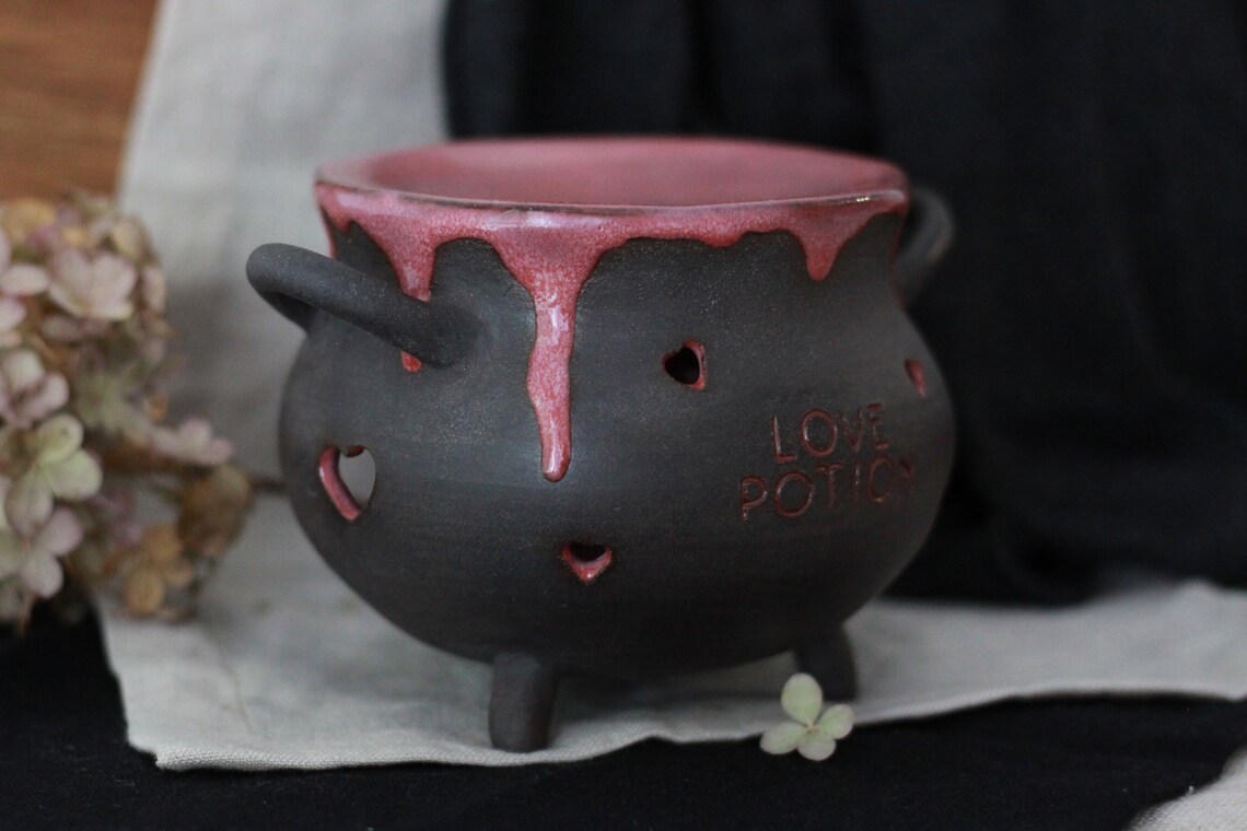 Wax melt warmer. Ceramic cauldron oil burner. Love Potion Etsy