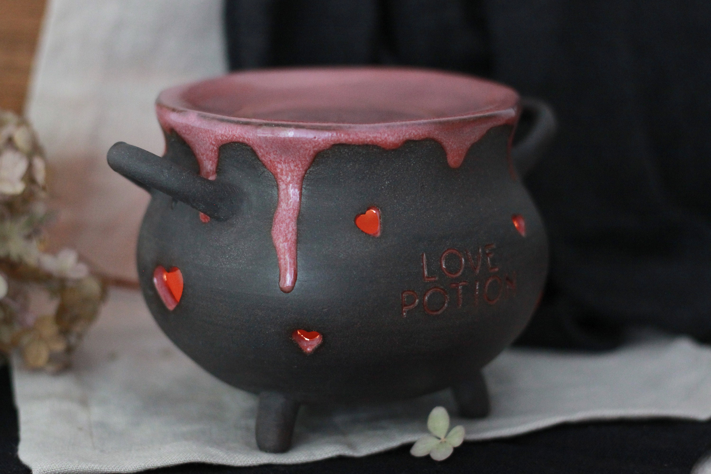 Wax melt warmer. Ceramic cauldron oil burner. Love Potion Etsy