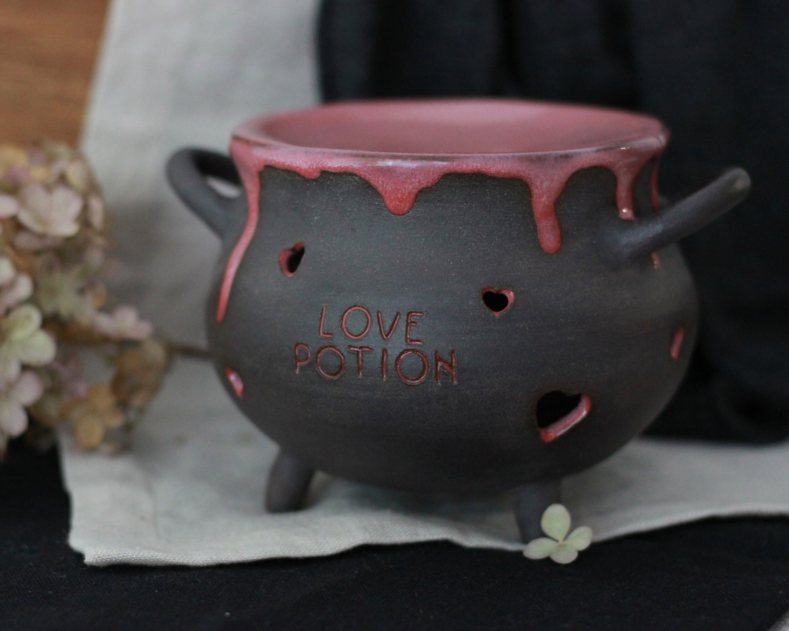 Wax melt warmer. Ceramic cauldron oil burner. Love Potion Etsy