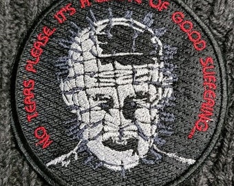 Hellraiser Embroidery patch Pinhead portrait with quote (multiple options available)