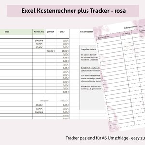Descargar EXCEL Calculadora de costos - Planificador financiero - A6 Sparchallenge Tracker - para sobres A6 transparentes