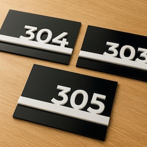 Hotel Room Number Signs - Modern Suite Signage - Apartment door numbers made of aluminium & acrylic.
