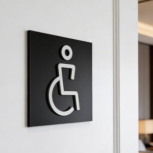Handicap Restroom Sign, Accessible Bathroom Door Plaque, Modern 3D WC ...