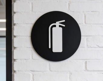 Extinguisher Sign, Fire Safety Wall Plaque, Modern 3D Acrylic Emergency Sign, Hotel Office Commercial Interior Decor Sign