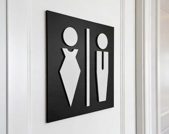 Men And Women Bathroom Sign, Unisex Restroom Door Plaque, Modern 3D WC Sign, Acrylic Hotel Office Washroom Wall Decor