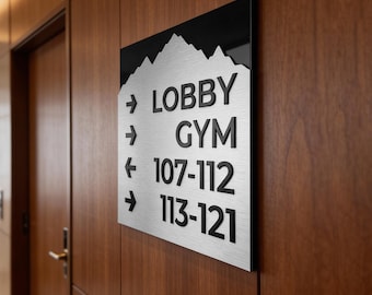 Custom Hotel Wayfinding Signs - Modern Directional Signs, Hotels Room directional signs, Floor Directory, Wayfinder, Direction Signage