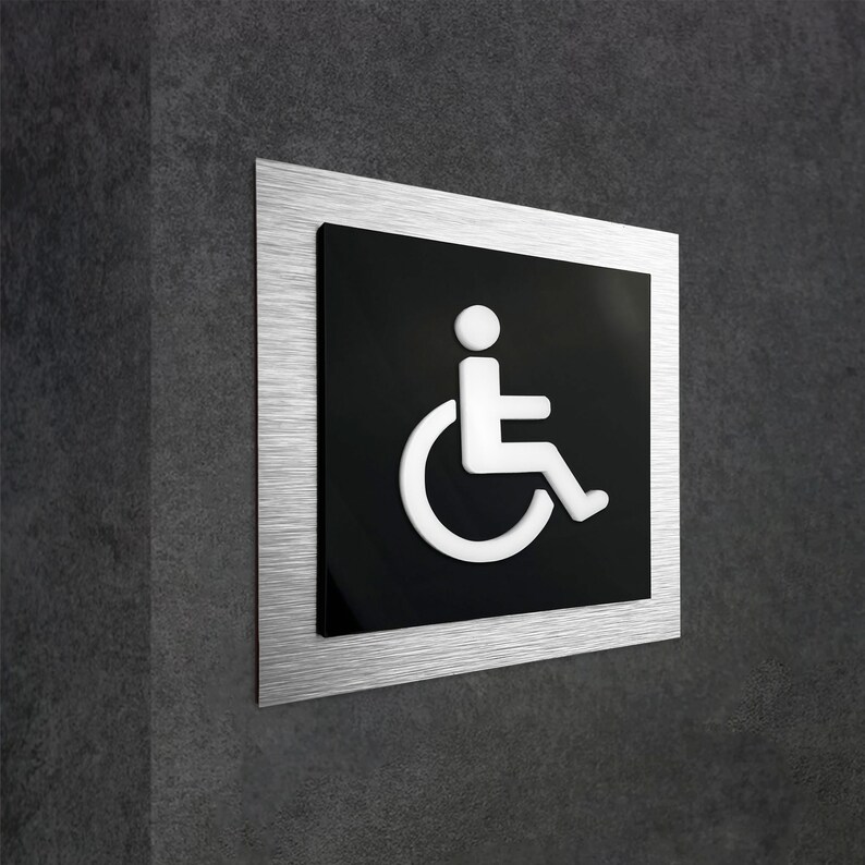 Handicap Bathroom Sign Handicap Sign Wheelchair Sign Etsy
