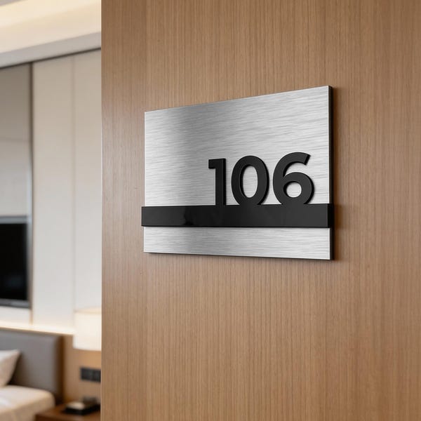 Modern Room Number Sign - Suite Door Signage - Hotel Room Signs