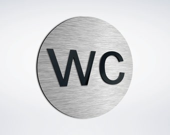 2x WC-Schilder Aus Aluminiumlegierung – Selbstklebend, Ø 75 Mm, Mit 3M-Klebeband, Für Badezimmer & Restaurants