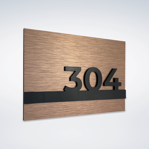 Custom Door Number Signs - Modern Personalized Door Numbers Plaques, Indoor Metal Acrylic Plate - Apartment Front Door Sign - Hotel Signage