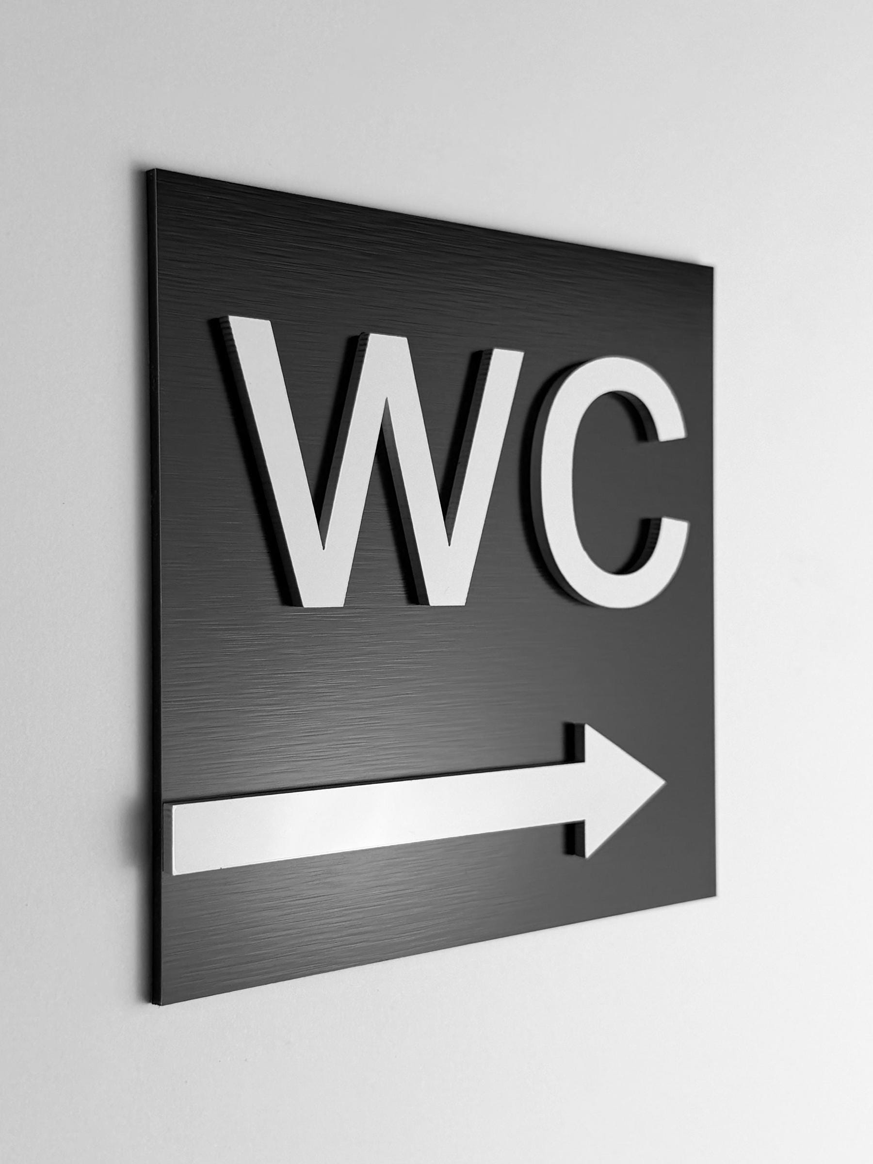 Wc Direction Sign WC Arrow Restroom Sign - Bathroom Directional Signage - Toilet ...