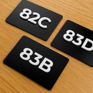 Matte Black Apartment Door Numbers - Hotel Room Number signs - Modern Suite Signage - Custom Door Sign