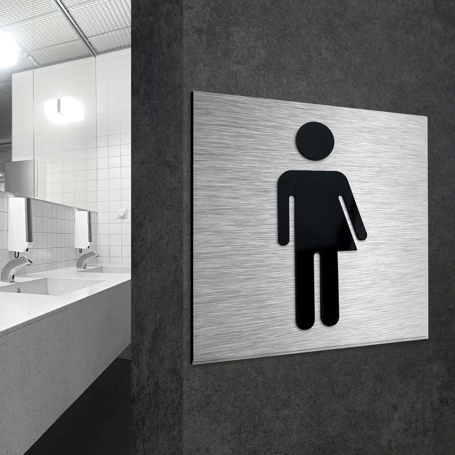 PANNEAU DE SALLE De Bain Moderne, Panneau D'identification De Toilettes