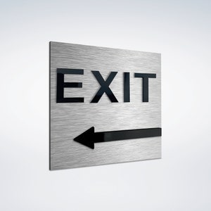 Modern Exit sign - Emergency Signs - Arrow / Bullet Signage - Office Door Plate