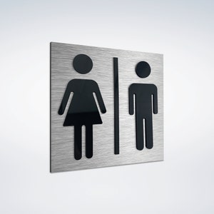 Mens and Womens Restroom Signs - All Gender Bathroom Sign - Unisex Restrooms Signage - Toilet WC Etiquette - Washroom Symbol